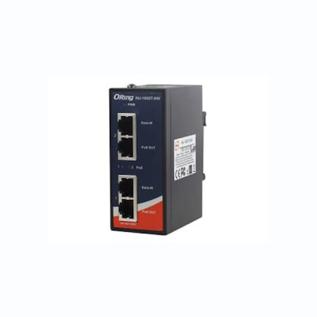 Oring Networking Industrial 2-port High Power PoE Injector (Gigabit) with -24V input INJ-102GT-24V